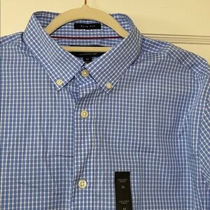 Banana Republic Slim Fit Blue Checkered Button-Up Shirt